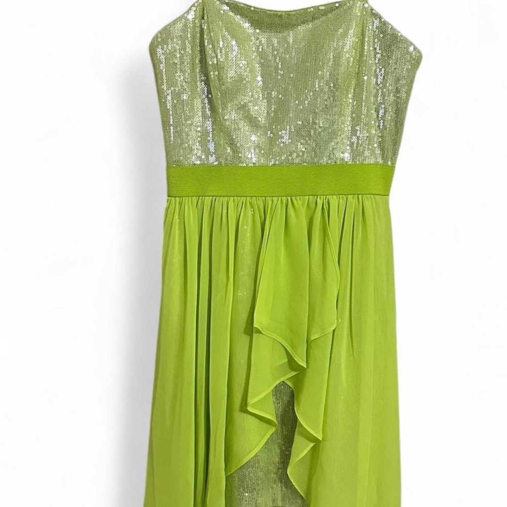 Cache Lime Green Satin Dress